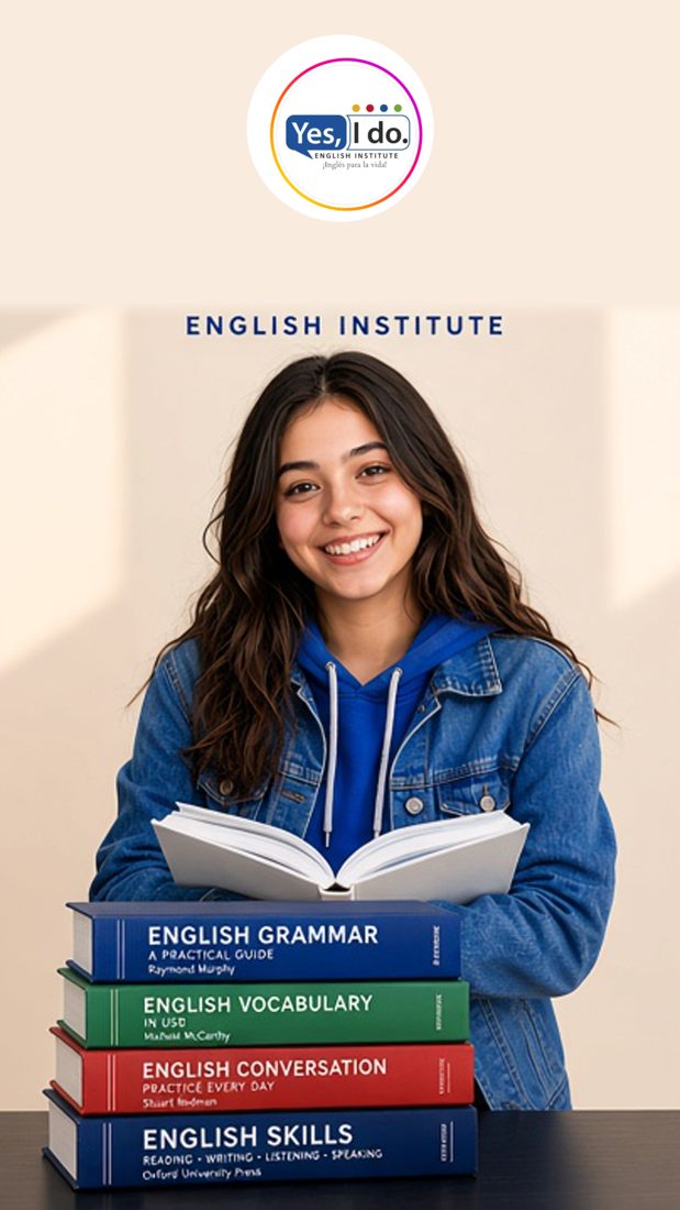 Yes I Do English Institute: estudiante con libros de inglés